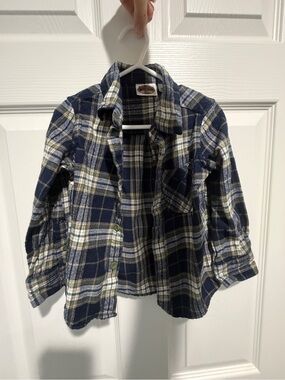 Kids Navy Plaid Flannel Shirt - Classic Button-Up